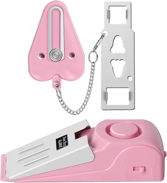 Portable Door Lock & Door Stop Alarm Set, Dual Protection Home Security Door Kit
