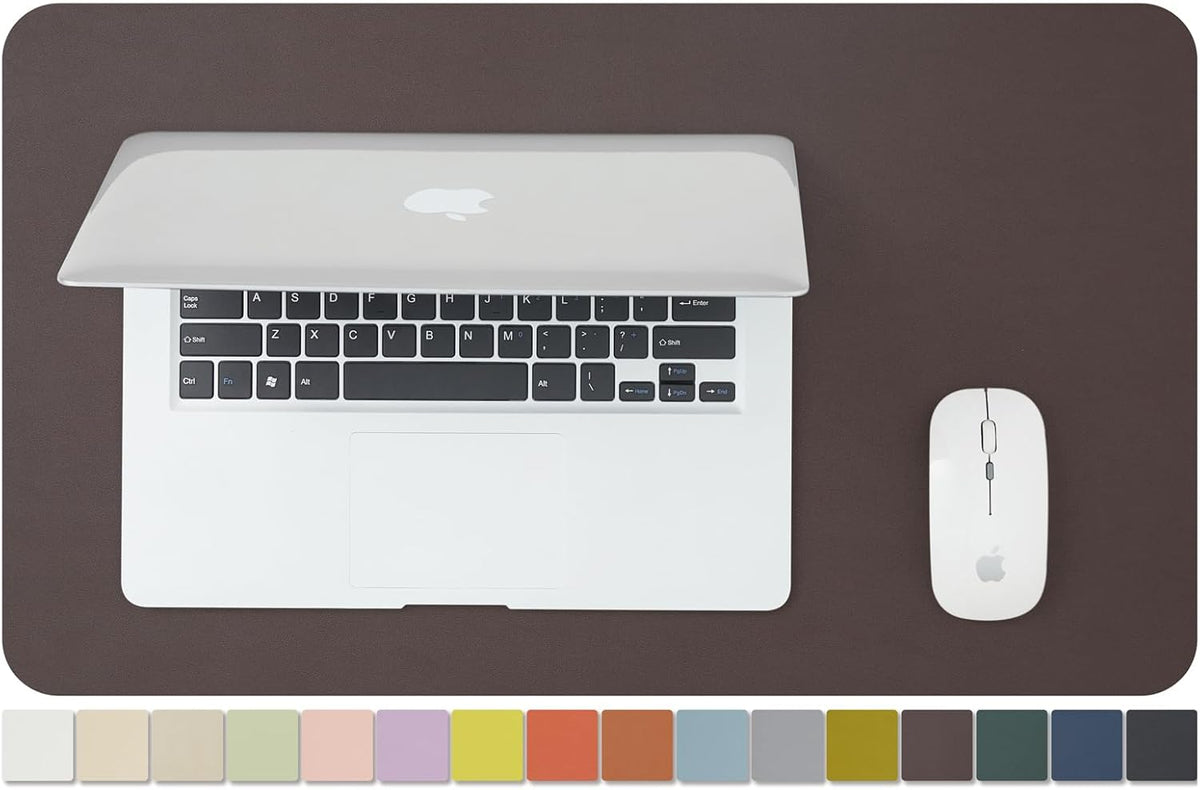 Leather Desk Mat - Small Non-Slip PU Desk Pad for Office and Home - Desk Organization and Accessories - Ideal for Large Mouse Pad and Small Desk Mats on Top of Desks (Coffee,23.6"x 13.8")