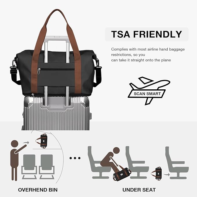 Travel Duffel Bag, Sports Tote Gym Bag, Shoulder Weekender Overnight Bag