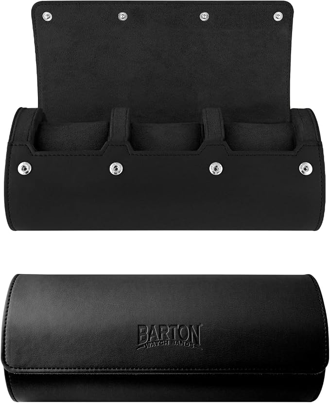 Barton Leather Watch Roll for 3 Watches | Convenient Organizer Case for Travel