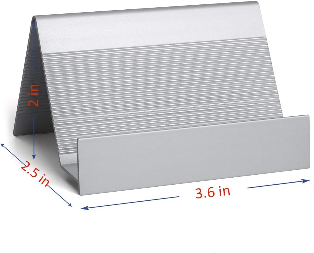 Business Card Holder Aluminum Business Card Display Stand Desktop Organizer, High-end New Series (Silver) 1 Pack