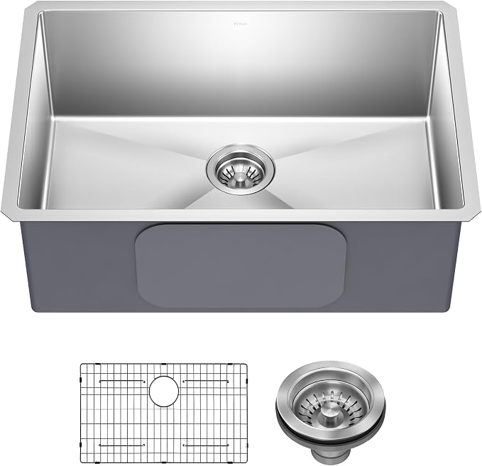 KRAUS Standart PRO 28-inch 16 Gauge Undermount Single Bowl Stainless Steel