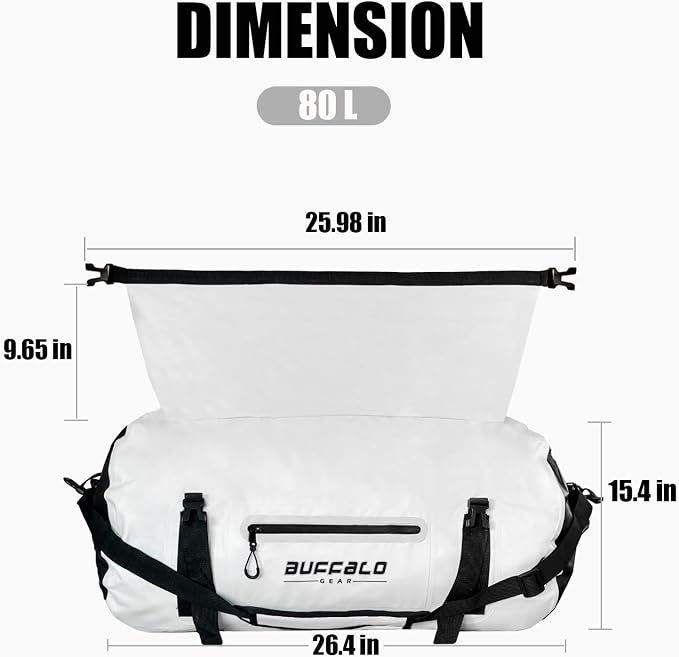 Buffalo Gear Waterproof Duffle Bag 40L 60L 80L Roll-top Dry Bag Heavy Duty