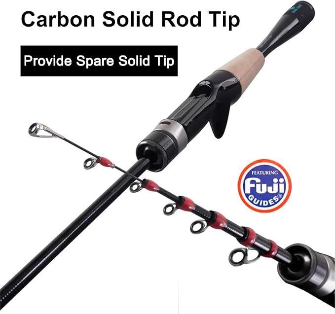 PURELURE Telescopic Fishing Rod Ultralight or Light, Carbon Fiber Rod Spinning