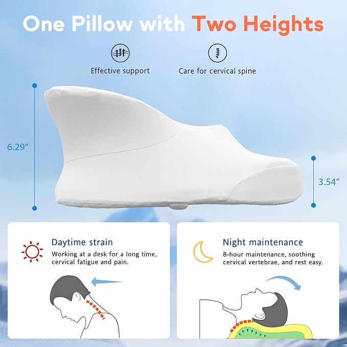 Dual-Height Cervical Neck Pillow