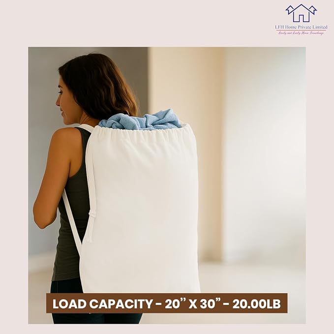 LFH Home Cotton Canvas Large Laundry Bag
