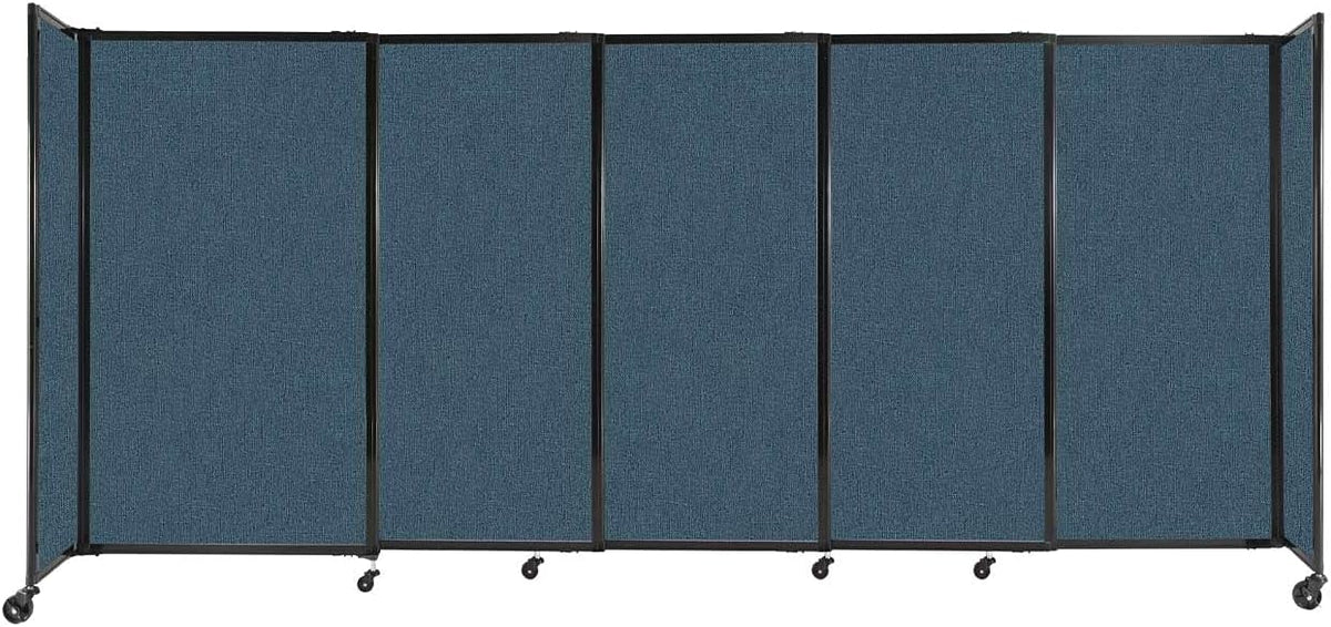 Versare Straightwall Sliding Portable Wall Partition | Freestanding Office Dividers | Locking Wheels | Temporary Room Separator | 11'3" Wide x 5' Tall Caribbean Fabric Panels