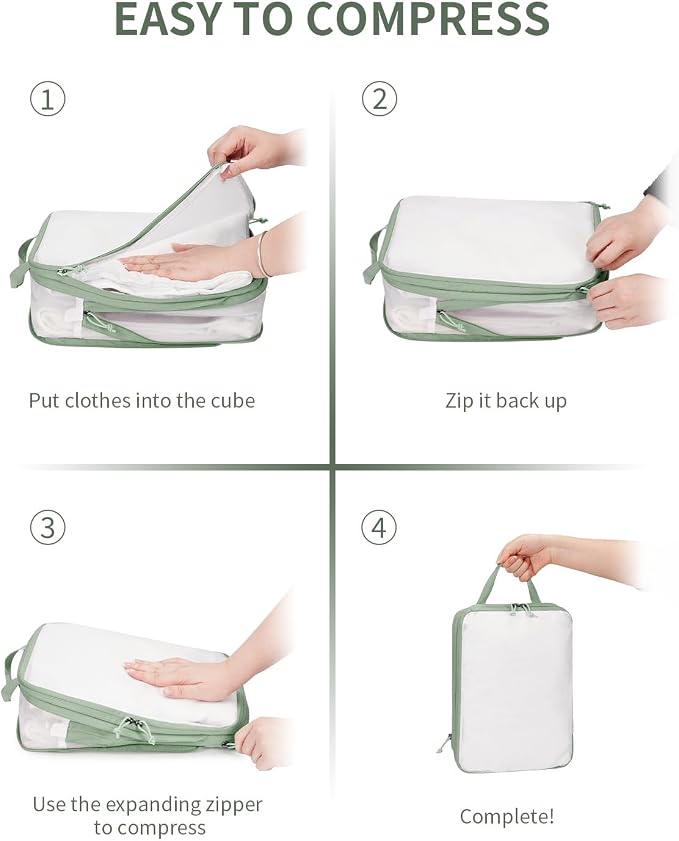 ECOHUB 6 Set Compression Packing Cubes, Lightweight Vacation Travel Essentials