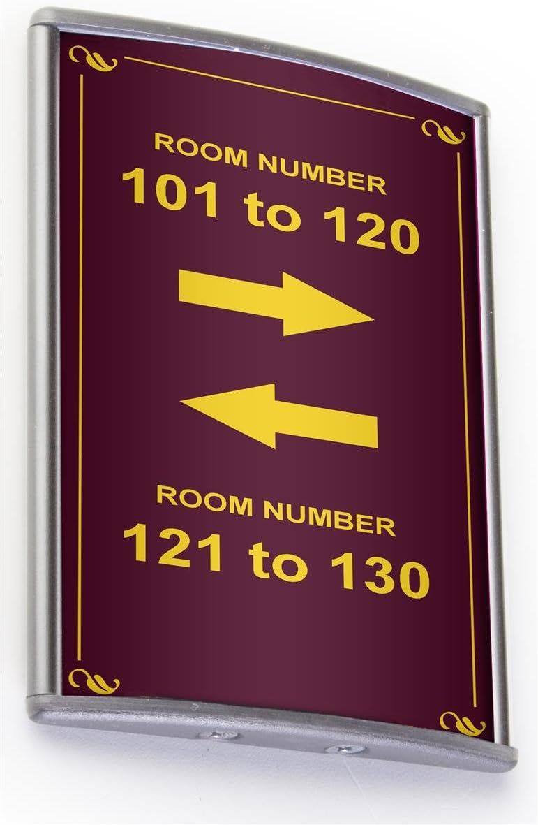 Displays2go Office Wall/Door Sign, 3.1 x 4.3 x 0.5 Inch, Silver Aluminum with Non-Glare Lens, No Tools Required - Set of Seven