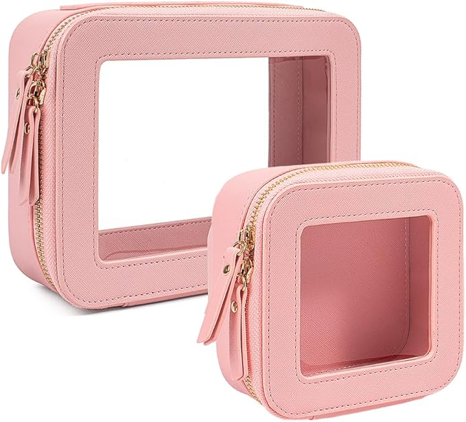 Travel Clear Makeup Bag Set, TSA Approved Cosmetic Bag Case