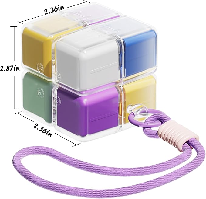 Travel Pill Organizer, Magnetic Cube Cute Pill Box, Pill Compact