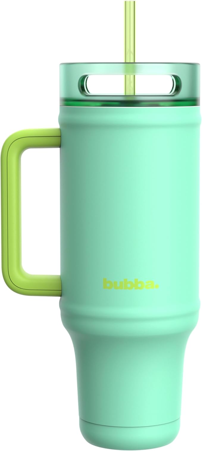 bubba 40 oz Insulated Stainless Steel Tumbler with Handle and Straw - Leakproof, Dishwasher Safe, Cup Holder Tumbler, Lead-Free and BPA-Free, Tropical Eclipse