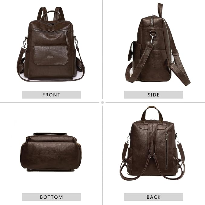 PU Leather Backpack Purse for Women Fashion Multipurpose Design Handbag Ladies