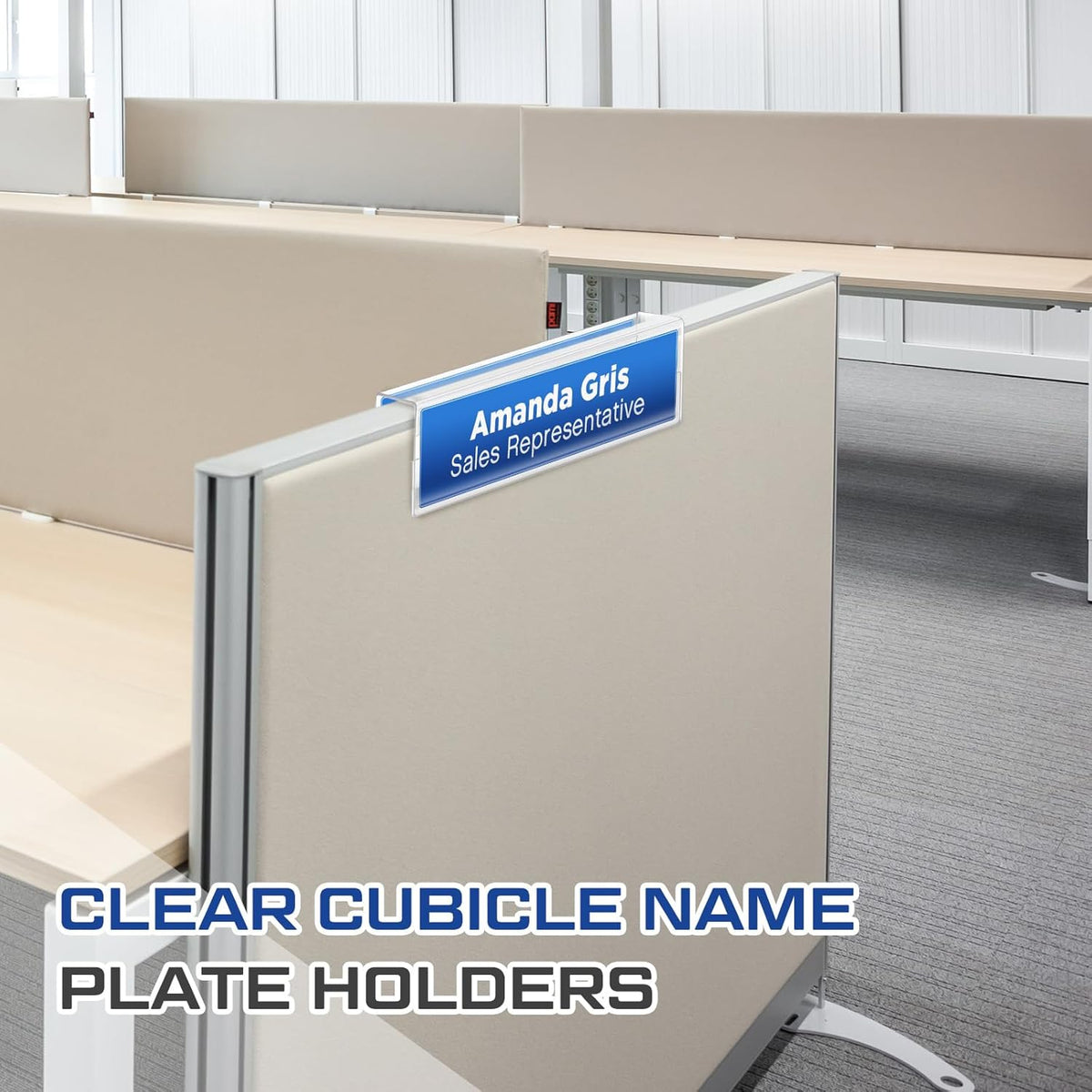 10 Pcs 2.25 Inch Cubicle Name Plate Holders Bulk Clear Double Sided Name Sign Tags for Home Library Doors Office Classroom 8.5 x 2.5 x 2.4 Inch