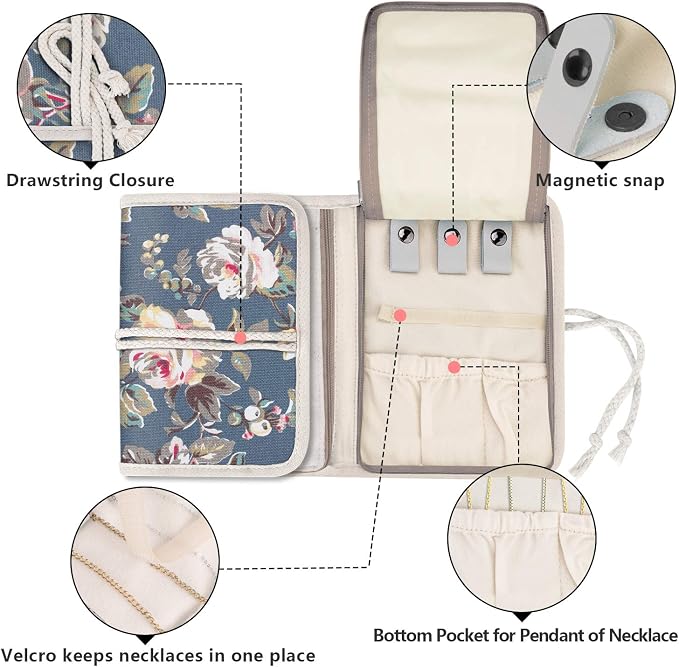 Teamoy Travel Jewelry Roll, Jewelry Storage Bag Organizer
