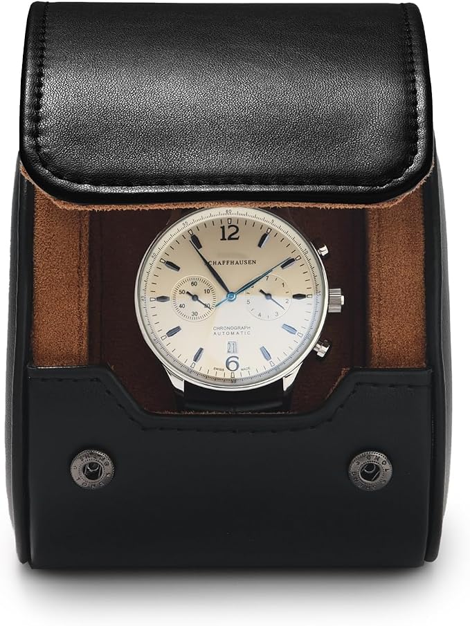 Oirlv Premium Leather Watch Roll Travel Case Single Watch Box