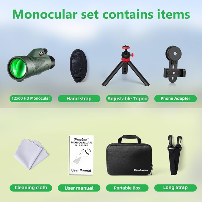 Pankoo 12x60 HD Monocular Telescope