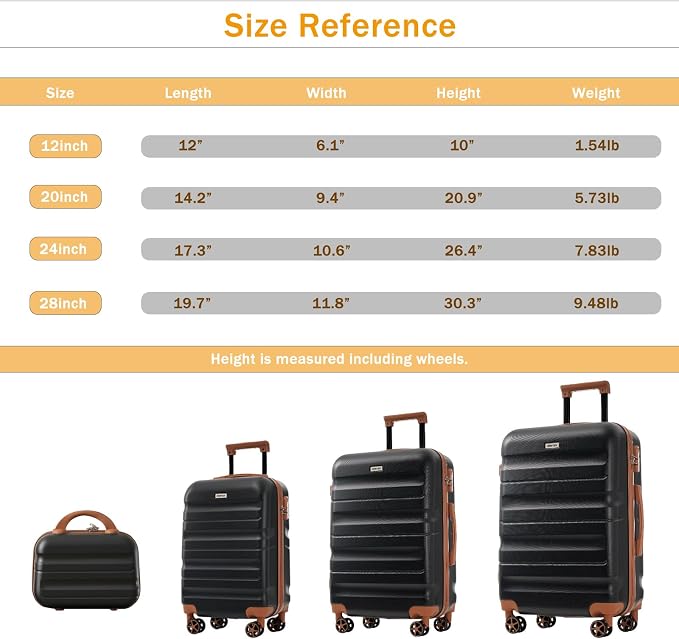 Merax Luggage Set 13 Piece, Hardshell ABS Suitcases