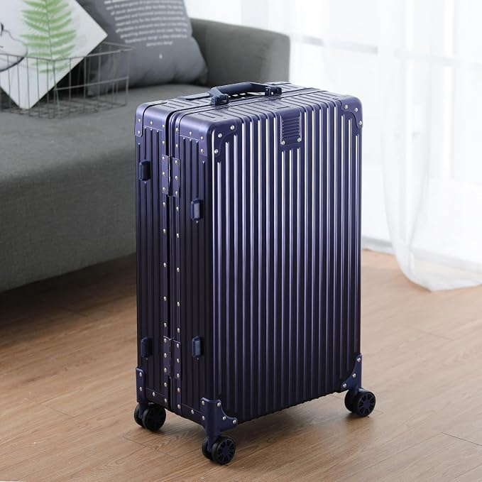 Metal All Aluminum Carry-on Luggage TSA Customs Lock Zipperless Silent Rotary