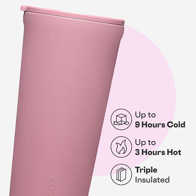 Corkcicle Classic Tumbler - Keeps Drinks Cold for 9 Hours & Hot for 3 - Triple-Insulated Stainless Steel - Holiday Tumbler Gift - 24 oz - Desert Rose