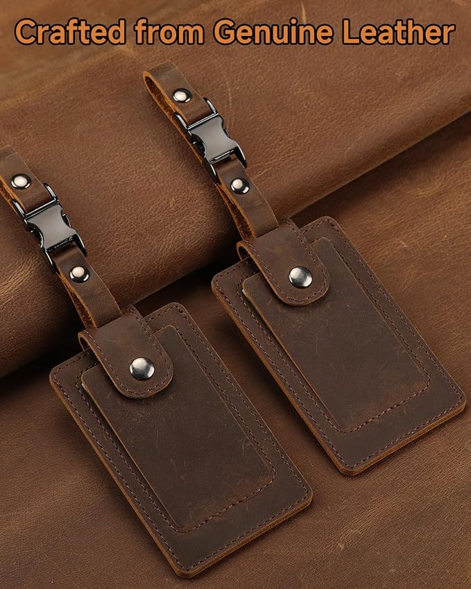 Premium Genuine Leather Luggage Tags