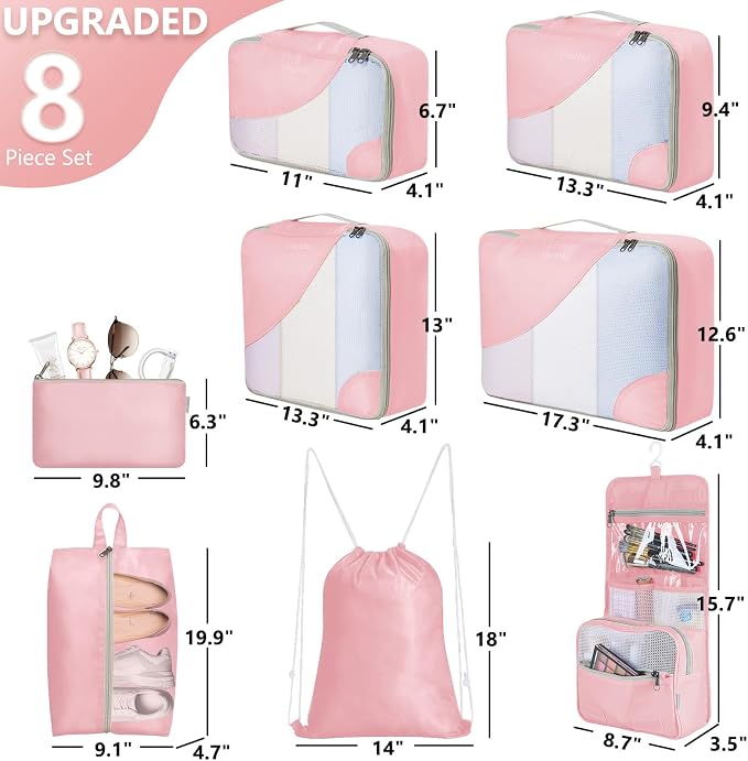 8 Set Packing Cubes for Travel, Gifts for Women Mom, Anti-Tearing Suitcase