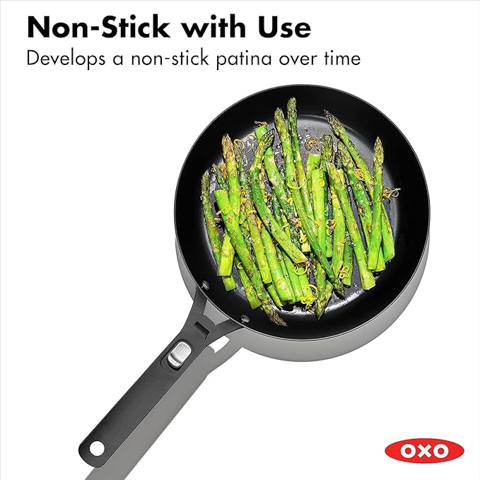 OXO Outdoor Pre-Seasoned Carbon Steel 10" Frying Pan Skillet, Detachable Handle