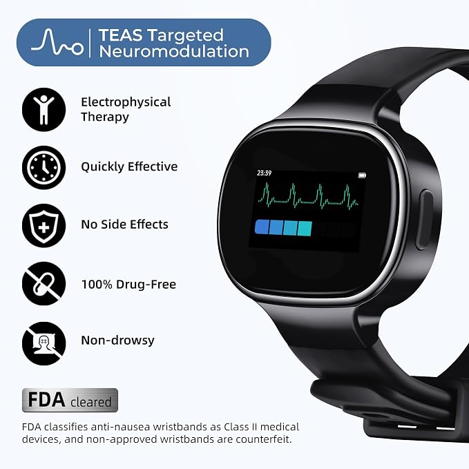 EmeTerm Smart FDA-Cleared Anti-Nausea Wristwatch Touchscreen IP67 Waterproof