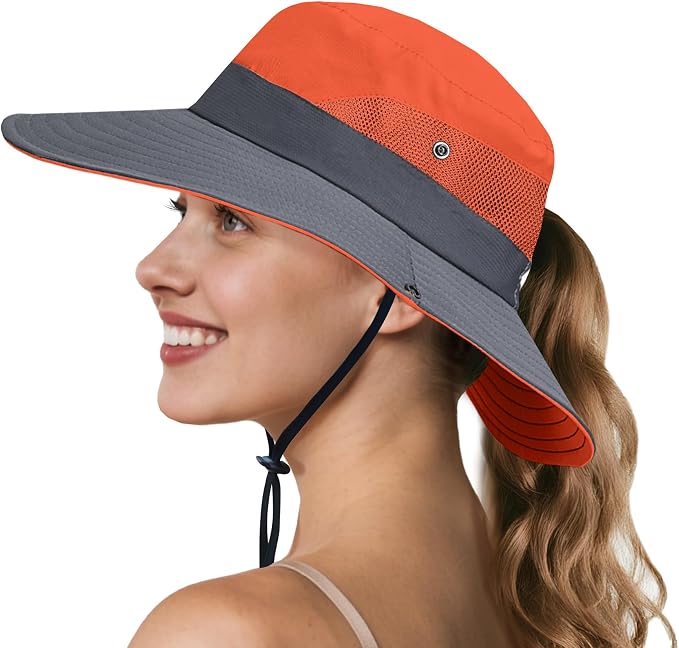 NPQQUAN Ponytail Sun Bucket Hats