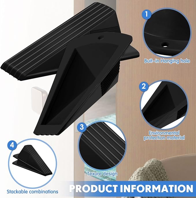 Frienda 4 Pcs Jumbo Door Stoppers Heavy Duty Door Stopper Tall up to 2inch Tall