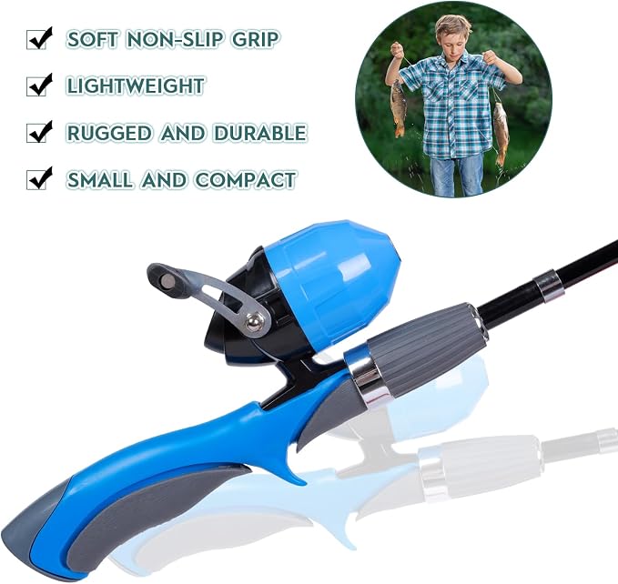 Urban Deco Kids Fishing Pole Kit 2 Pack, Portable Telescopic Kids Fishing Rod