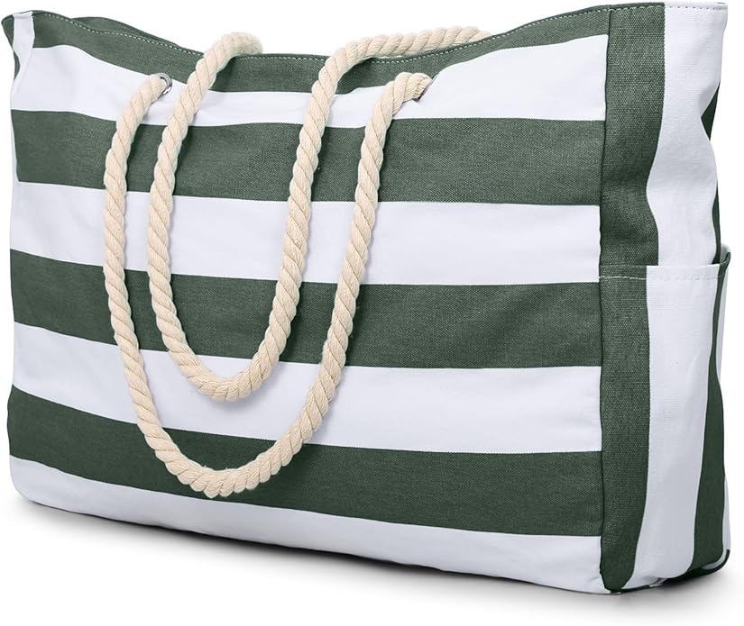 Becokan Beach Bags for Women Large Waterproof Beach Tote Bag Zipper Beach Bags
