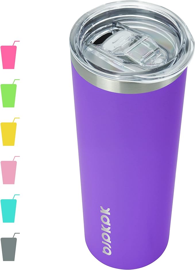 BJPKPK 20 oz Stainless Steel Skinny Tumbler, Iced Coffee Travel Sublimation Mug Insulated Metal Water Tumbler Thermal Cup With Lid,Purple