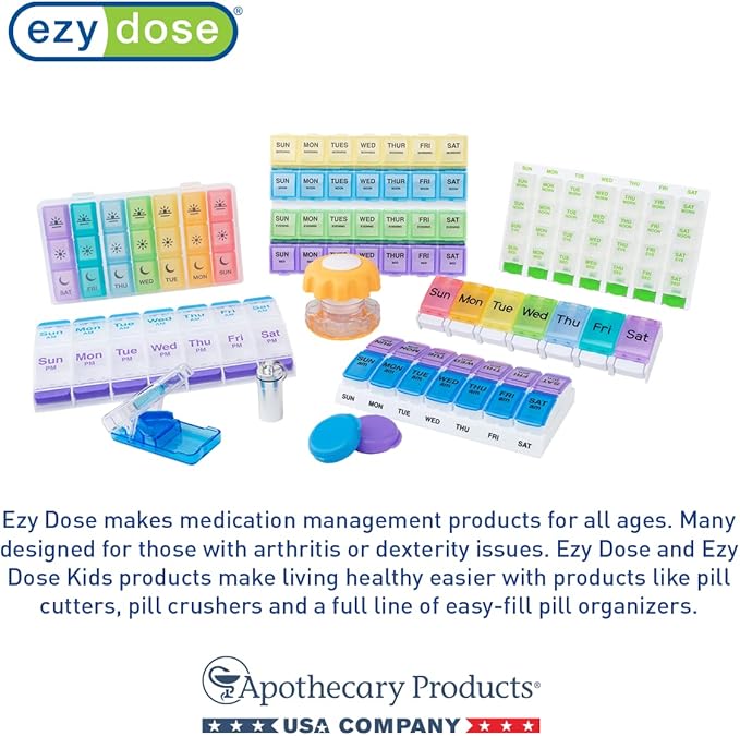 EZY DOSE Moisture-Proof Pill Case, Medicine Planner, Vitamin Organizer Box