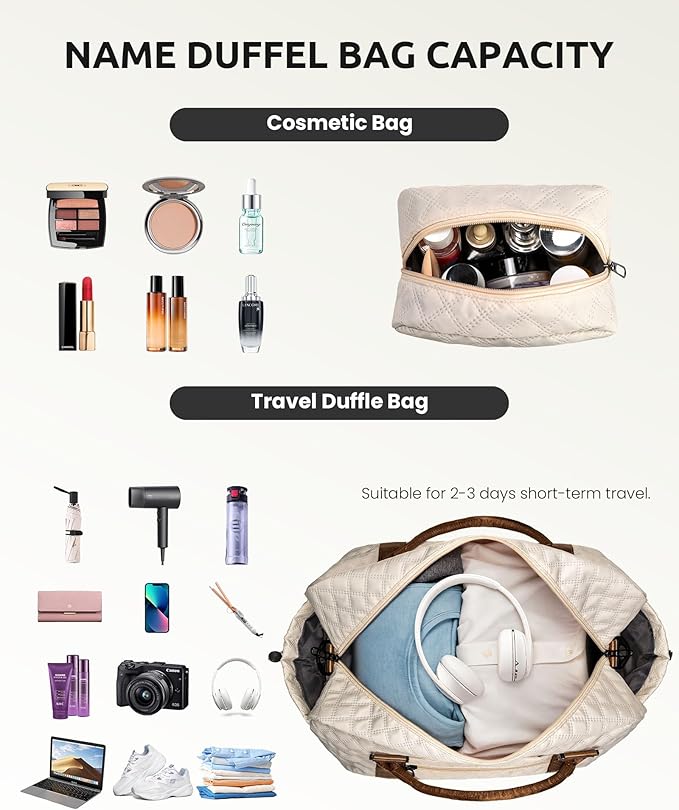 Initial Duffle Travel Bag, Personalized Weekender Bag