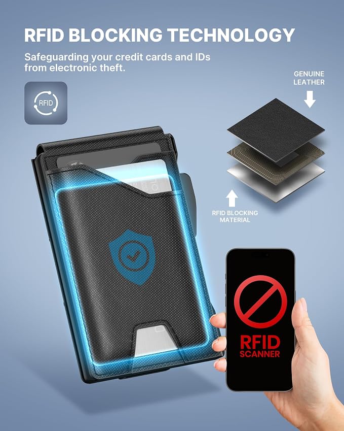 typecase Tactical Wallet for Men Card Holder: Pop Up Card Case, Genuine Leather