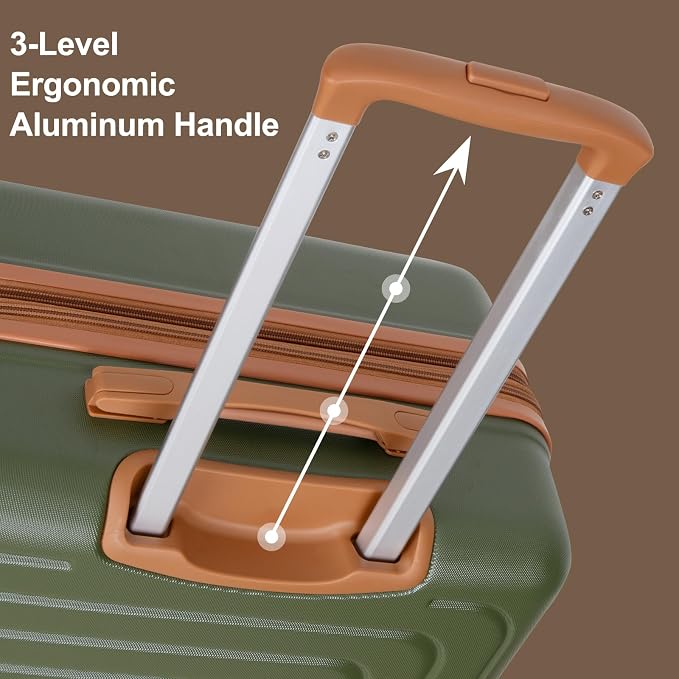 Romswi Luggage Sets 3 Piece Expandable PC+ABS Suitcases, Durable Hardshell