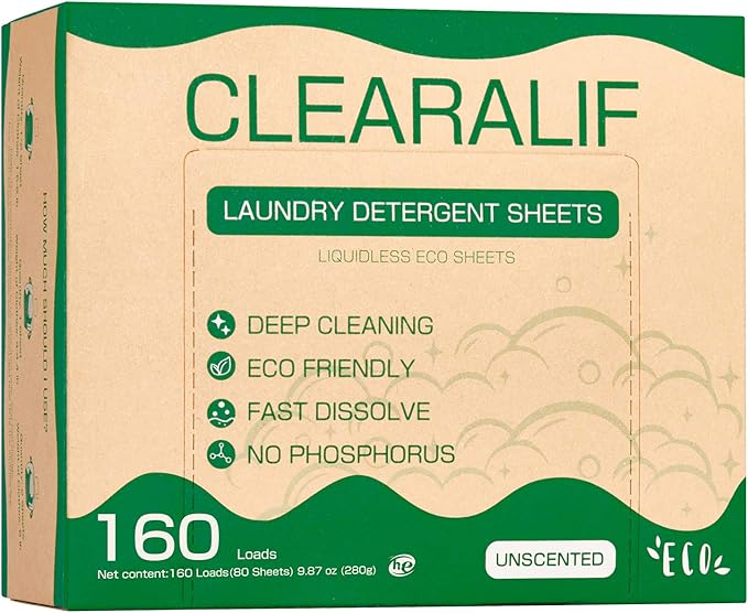 CLEARALIF Laundry Detergent Sheets up to 160 Loads, Laundry Detergent Strips