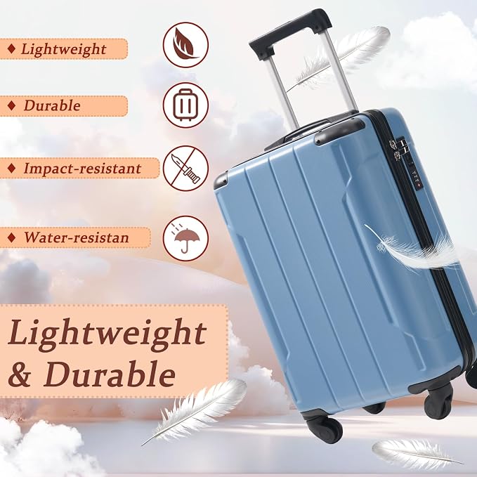 Merax Carry on Luggage Set, 20 Inch Hardshell ABS Suitcase