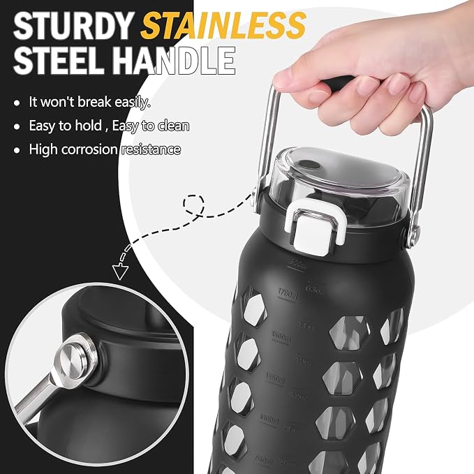 MUKOKO 64oz Glass Water Bottles
