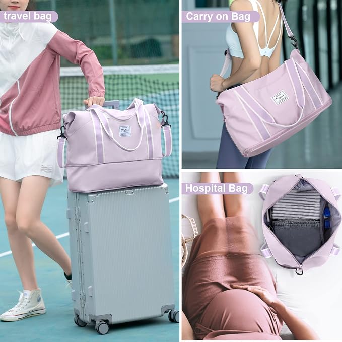 Travel Duffel Bag, Sports Tote Gym Bag, Shoulder Weekender Overnight Bag