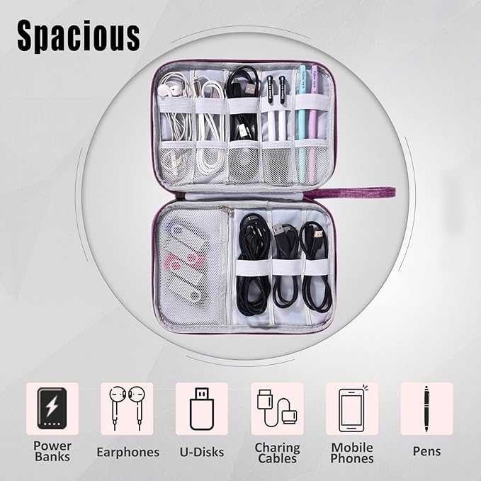 CILLA Travel Cord Organizer Case, Portable Waterproof Storage Bag