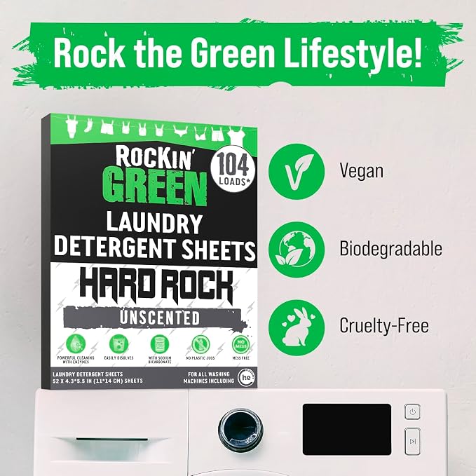 Rockin' Green Hard Rock Travel Laundry Detergent Sheets
