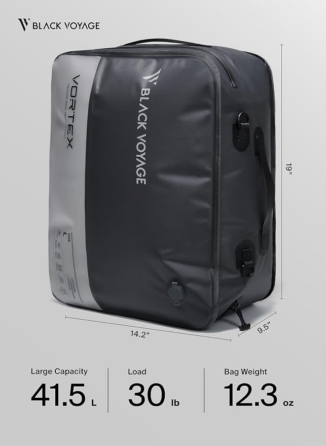 Black Voyage Reusable Vacuum Compression Travel Bag