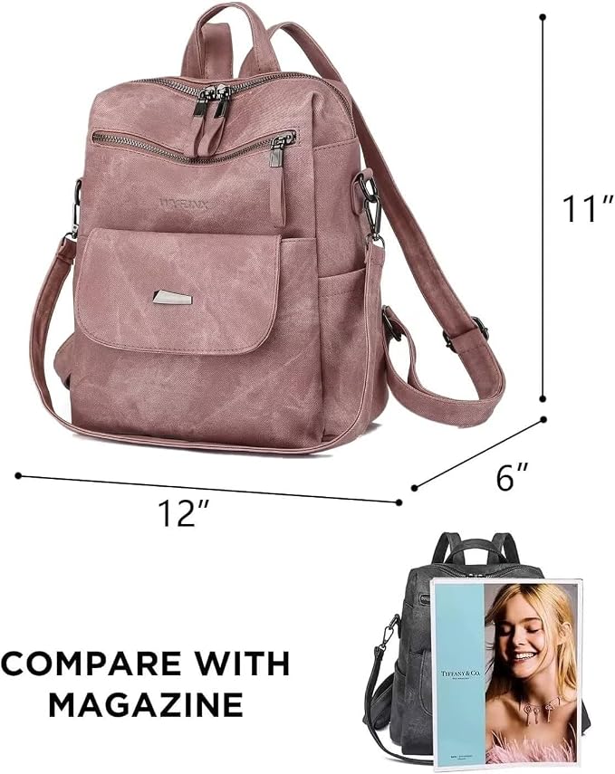 PU Leather Backpack Purse for Women Fashion Multipurpose Design Handbag Ladies