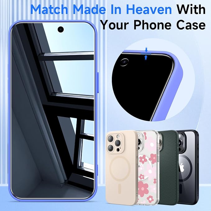 (2 Pack) Privacy Screen Protector Compatible for iPhone 16 Pro Max Mirror Finish Tempered Glass - Shatterproof/Anti-Scratch/Anti-Spy/Mirror Design/Touch-Sensitive/Case-Friendly/Bubble-Free Install