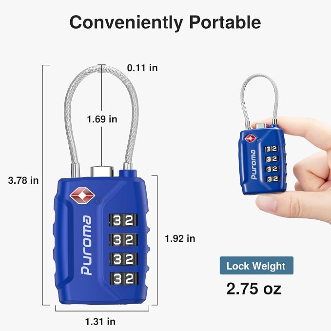 Puroma 2 Pack TSA Approved Luggage Locks, 4 Digit Combination Travel Locks