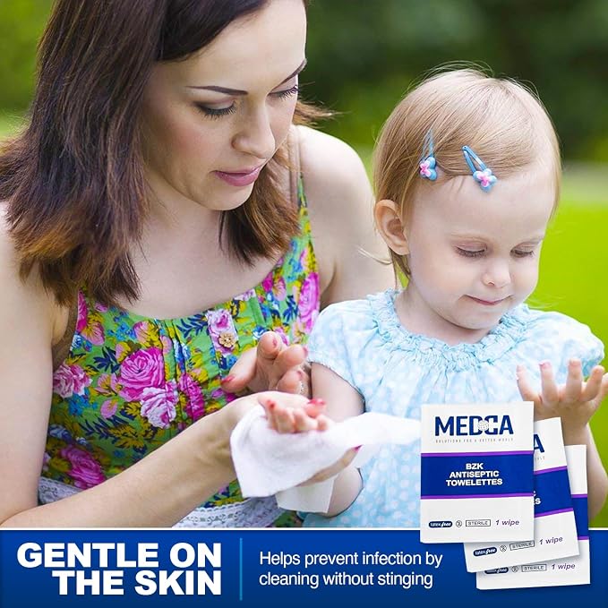 Hand Wipes – Benzalkonium Chloride Swabs Individual BZK Single-Use Packets by
