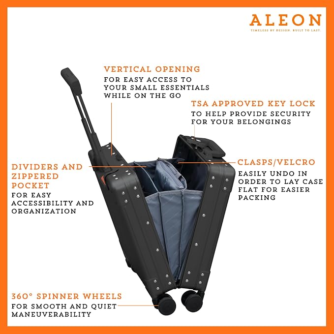 All Aluminum Lightweight 16” Premium Vertical Underseat Carry-On Luggage.