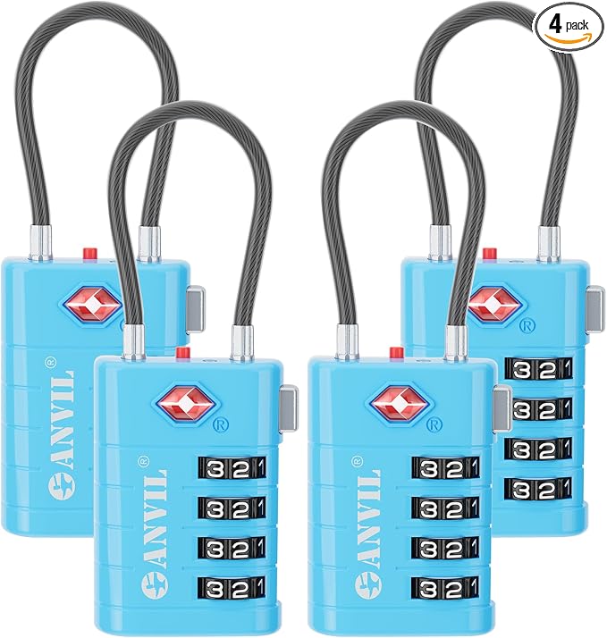 ANVIL 4 Digit Luggage Locks, TSA Locks